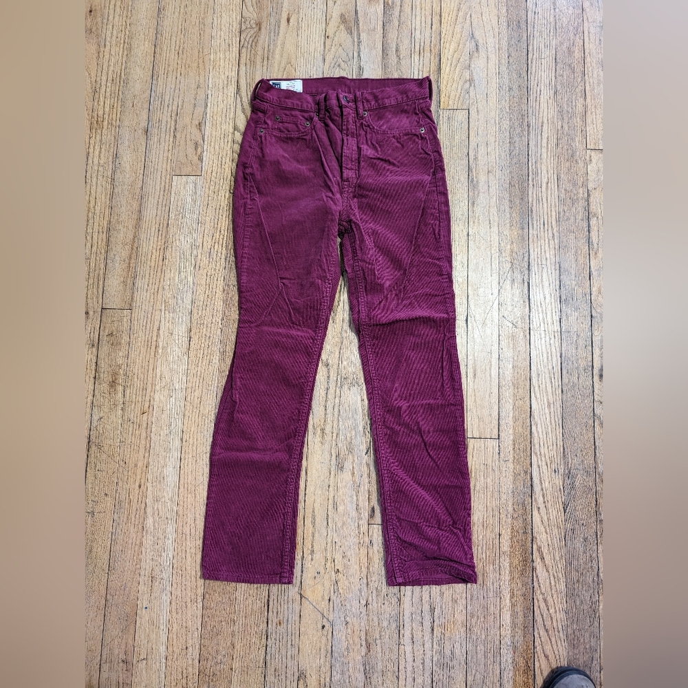GAP pinkish/purplish cigarette high rise corduroy pants - Picture 2 of 5